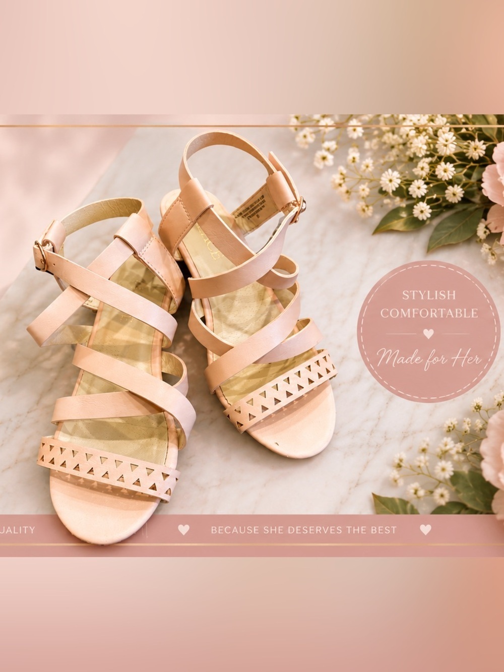 PLACE girls Elegant light pink Strappy Sandals/size 13